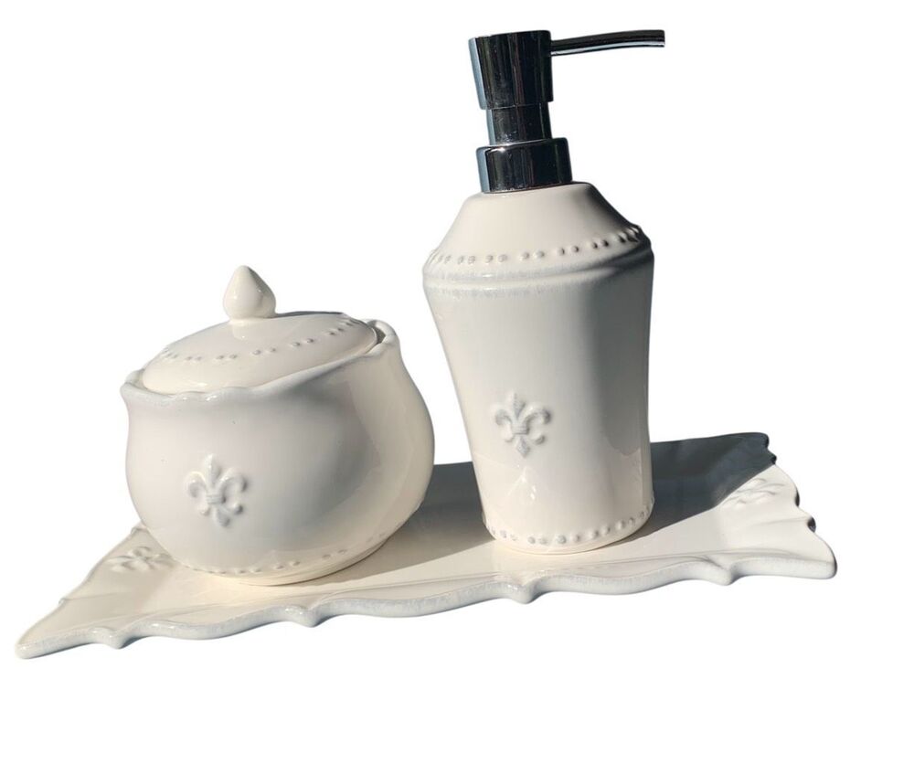 Rachel Ashwell Simply Shabby Chic Fleur de Lys Bathroom VANITY SET of 3